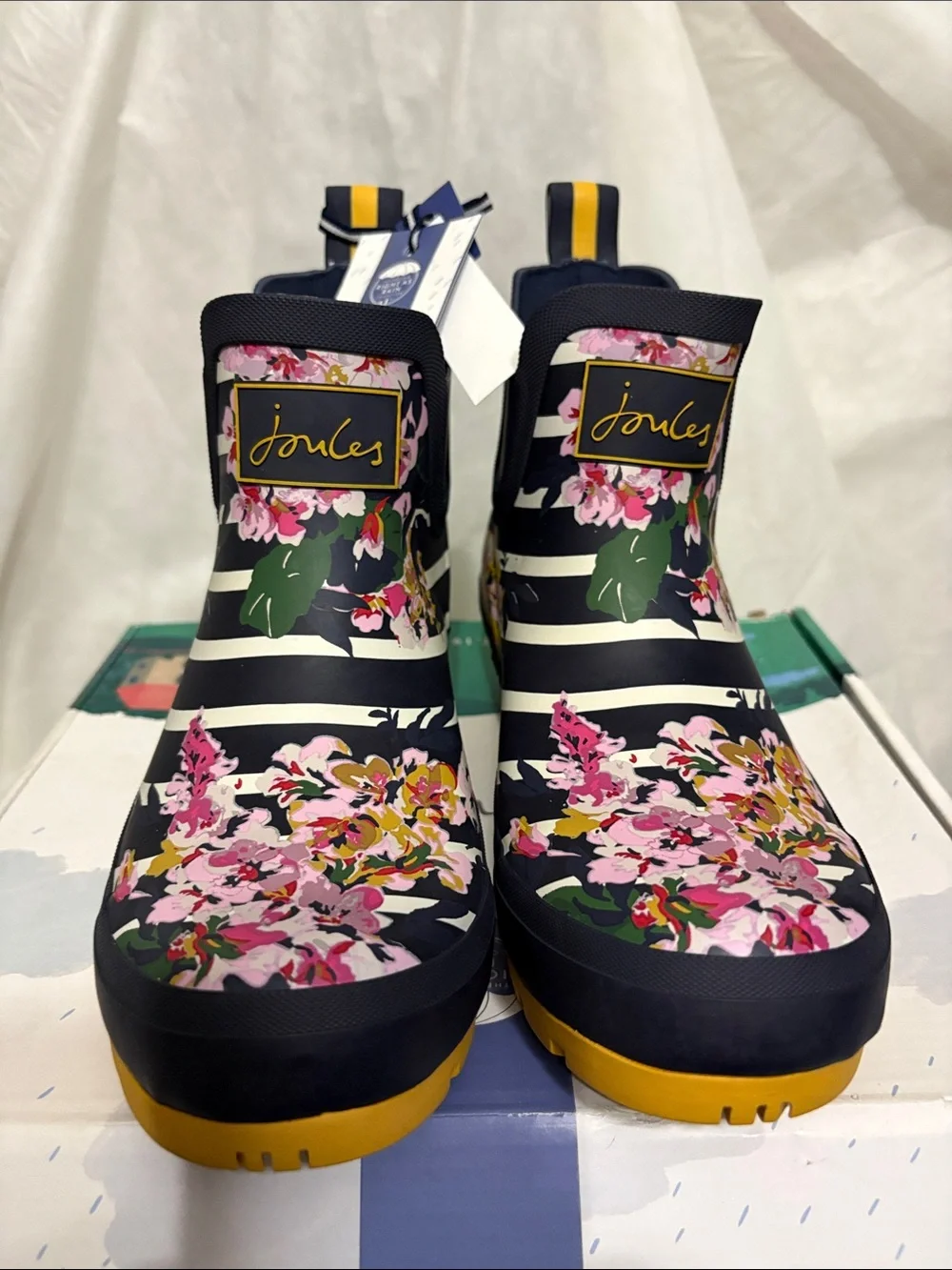 Joules Women's Navy Floral Rain Boots